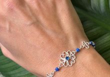 Bracciale in filigrana d'argento 925 con pietre blu. Realizzato a mano con cura e passione.