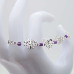 Bracciale merletto filigrana con agata viola 1