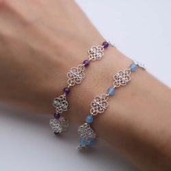 Bracciale merletto filigrana con agata viola 1