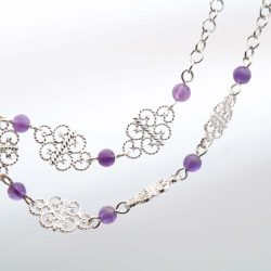 Bracciale merletto filigrana con agata viola 1