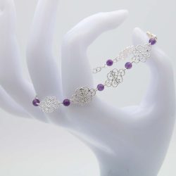 Bracciale merletto filigrana con agata viola 1